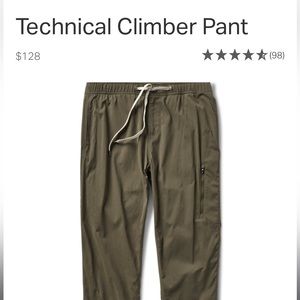 VUORI outdoor technical climber pants olive drab